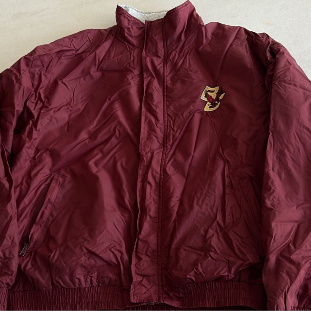 Men's Maroon Lined Windbreaker Jacket with Embroidered Boston College Eagles SzL